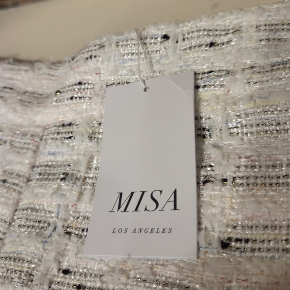 Misa Los Angeles "Astor" Winter White Tweed Bustier W/ A Zipper Backing & Lining - Picture 2 of 6